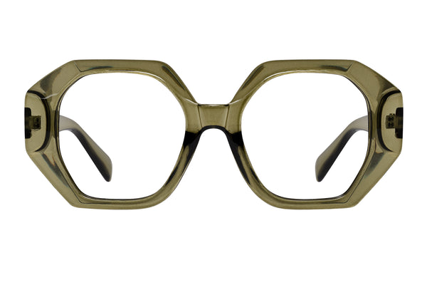 RACHELE transp. olive Reading glasses