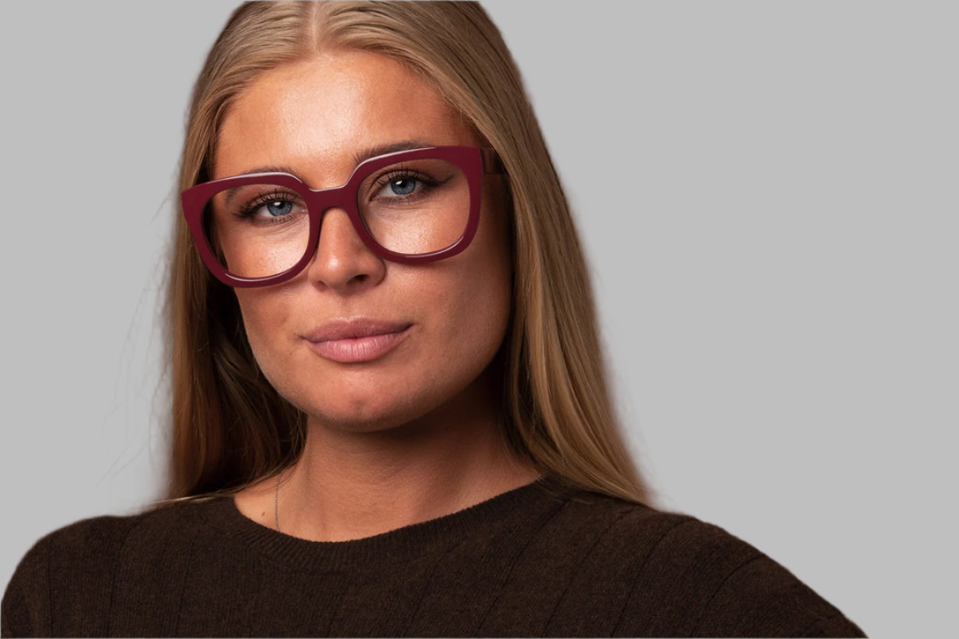 WERA solid burgundy Reading Glasses.