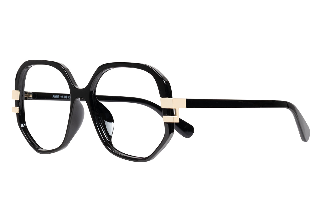 AMIE turtle solid black Reading Glasses. NYHET