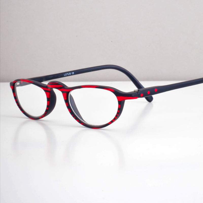Lotus black-red strip vintage reading glasses 25% Rabatt