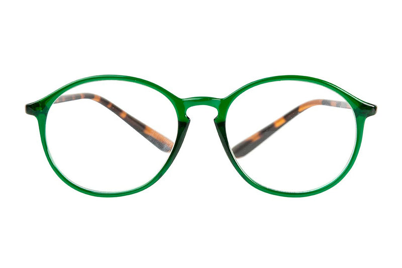 RUSSEL transp. bottle green Reading Glasses 50% Rabatt.